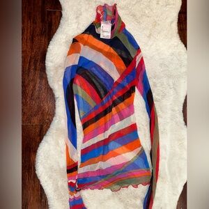 Authentic luxury designer PUCCI mesh mock neck shirt